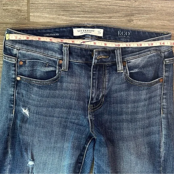 Liverpool Los Angeles ECO Girlfriend Jeans Blue‎ Wash Distressed Size 4 27 - Picture 8 of 9